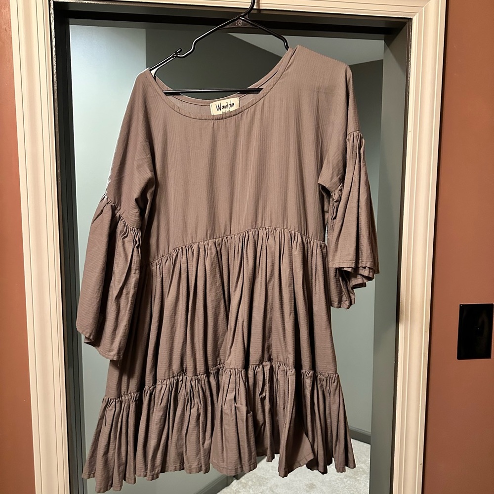 Wanda Brown Tiered Dress